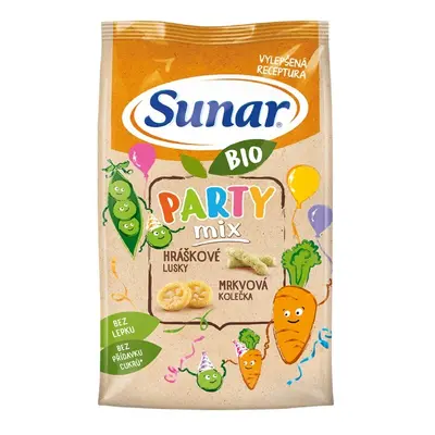 Sunar BIO Party mix, hráškové a mrkvové dětské křupky 45 g