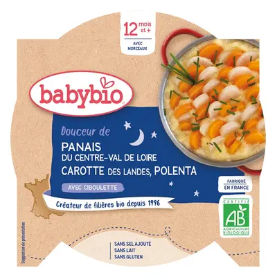 BABYBIO večerní menu pastinák, mrkev, polenta 12m+ 230g