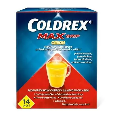 COLDREX MAXGRIP CITRON 1000MG/10MG/40MG POR PLV SOL SCC 14 II