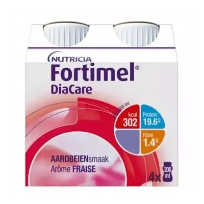 FORTIMEL DIACARE S PŘÍCHUTÍ JAHODOVOU POR SOL 4X200ML