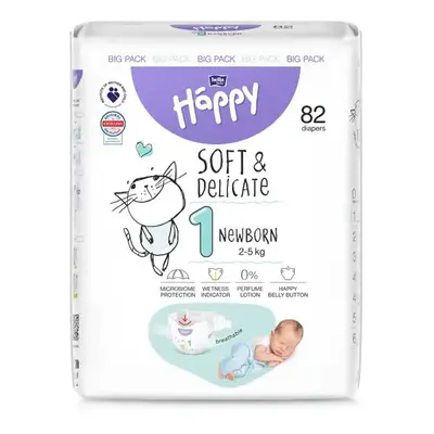 Happy Soft&Delicate 1 dětské pleny 2-5kg 82ks