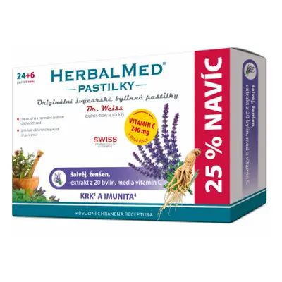 HerbalMed pastilky Dr.Weiss Šalvěj, ženšen, vitamin C 24+6