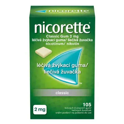 NICORETTE CLASSIC GUM 2MG léčivé žvýkačky 105