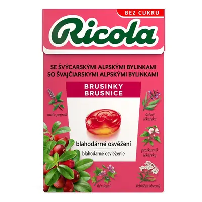 RICOLA Brusinky bez cukru 40g