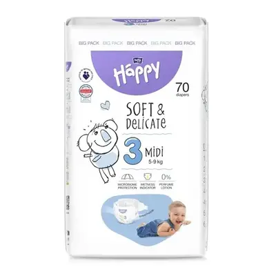 Happy Soft&Delicate 3 dětské pleny 5-9kg 70ks