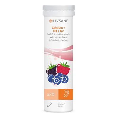 LIVSANE Šumivé tablety Vápník + Vitamin D3+K2 20ks