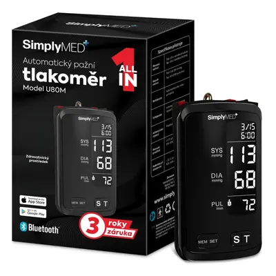 SimplyMed Automatický pažní tlakoměr U80M s Bluetooth