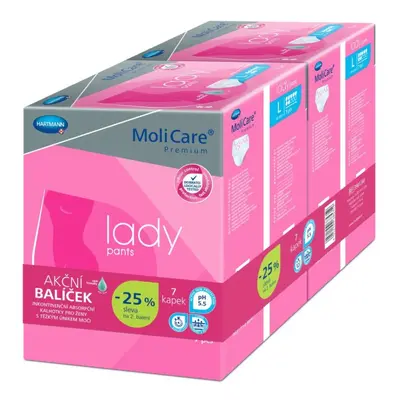 KALHOTKY NAVLÉKACÍ MOLICARE LADY PANTS 7 KAPEK L BOKY 100-150CM, 1373ML, 2x7KS