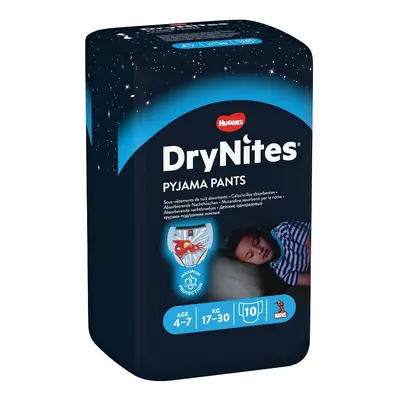 Huggies DryNites plenkové kalhotky pro chlapce, vel. M, 17-30 kg, 10 ks