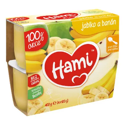 Hami 100% ovoce jablko a banán 4x100g 4M+