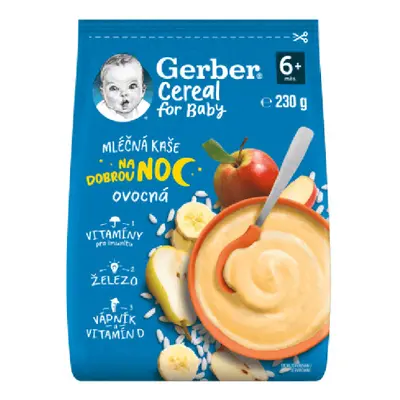 Gerber Cereal Mléčná kaše na dobrou noc ovocná 230g 6M