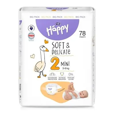 Happy Soft&Delicate 2 dětské pleny 3-6kg 78ks