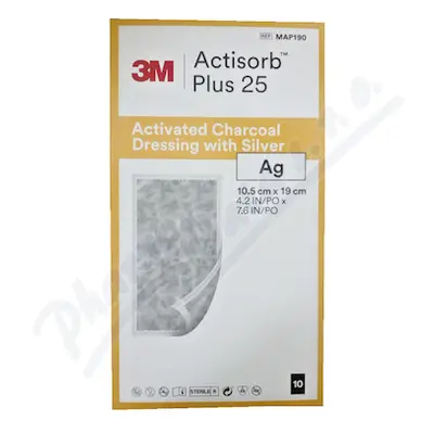 ACTISORB PLUS 25 KRYTÍ S AKTIVNÍM UHLÍM A STŘÍBREM 19,0X10,5CM, 10 KS V BALENÍ