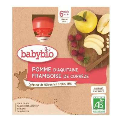 BABYBIO jablko-malina 6m+ 4x90g