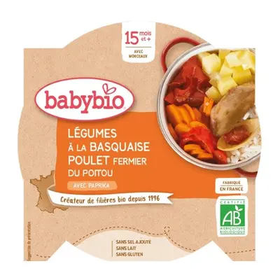 BABYBIO Příkrm zelenina s farmářským kuřetem a rýží 260g