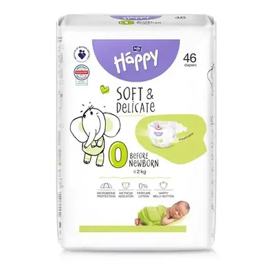 Happy Soft&Delicate 0 dětské pleny 2kg 46ks