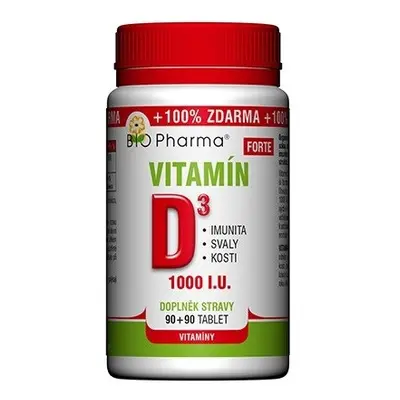 Vitamín D3 Forte 1000 I.U. tbl.90+90 Bio-Pharma