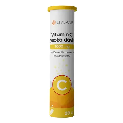 LIVSANE Vitamin C vysoká dávka 1000mg šumivé tablety červený pomeranč 20ks