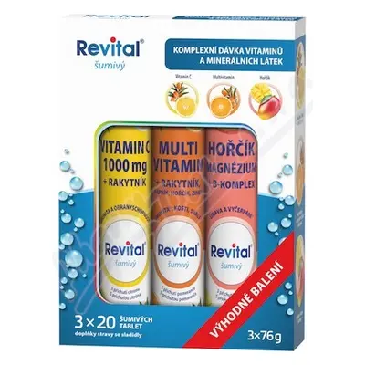 Revital Vitamin C + Multivitamin + Hořčík 3x20 šumivých tablet