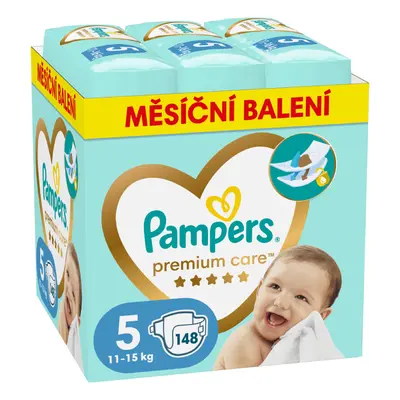 PAMPERS Premium Care plenky velikost 5 Junior 11-15kg měsíční balení 148 ks