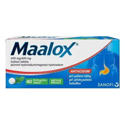 MAALOX 400MG/400MG TBL MND 40