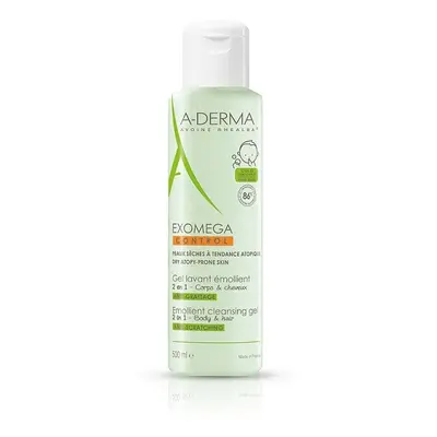 A-Derma Exomega Control Zvláčňující mycí gel 500ml pro suchou kůži se sklonem k atopii 2v1