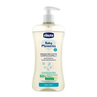 CHICCO Baby Moments Šampon jemný na vlasy a tělo s dávkovačem 500ml