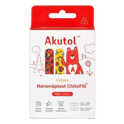 AKUTOL Nanonáplast ChitoFib Dětské balení 15ks