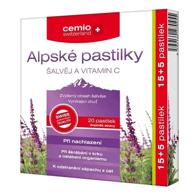 Cemio Alpské pastilky ŠALVĚJ A VITAMIN C pst.15+5