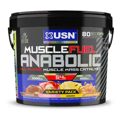 USN Muscle Fuel 4000 g variety pack (čokoláda , jahoda , banán a arašídy s karamelem)