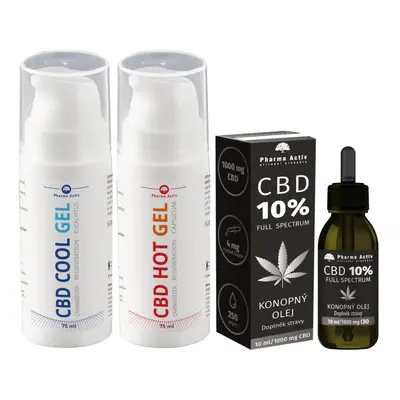 CBD Hot&Cool gel 2x75ml+CBD 10% Konopný olej 10ml