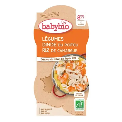 BABYBIO zelenina-krůtí maso-rýže 8m+ 2x200g