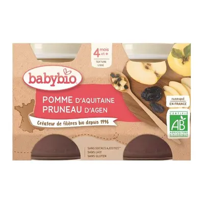 BABYBIO jablko-sušená švestka 4m+ 2x130g