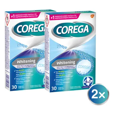 Corega Whitening čisticí tablety na zubní náhradu 30ks - balení 2 ks