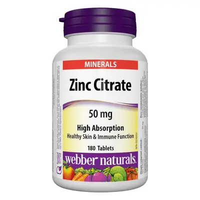 Webber Naturals Zinc Citrate 50 mg 180 tbl