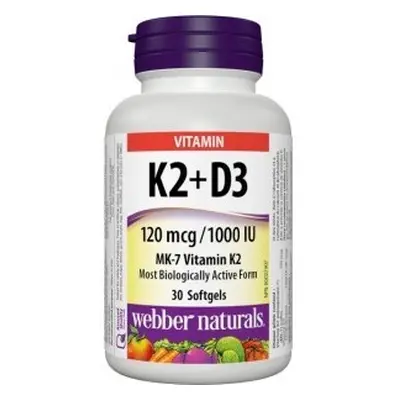 Webber Naturals K2 + D3 120 mcg/1000 IU 30 tob