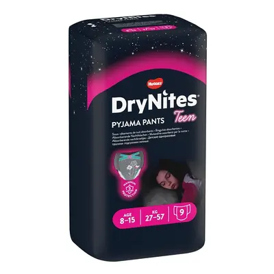 Huggies DryNites plenkové kalhotky pro dívky, vel. L, 27-57 kg, 9 ks