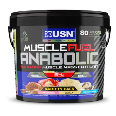 USN Muscle Fuel 4000 g variety pack (čokoláda , jahoda , vanilka a cookies cream)