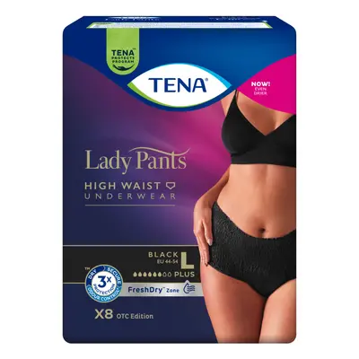 TENA LADY PANTS PLUS BLACK L KALHOTKY ABSORPČNÍ NATAHOVACÍ,BOKY 95-125CM,1010ML