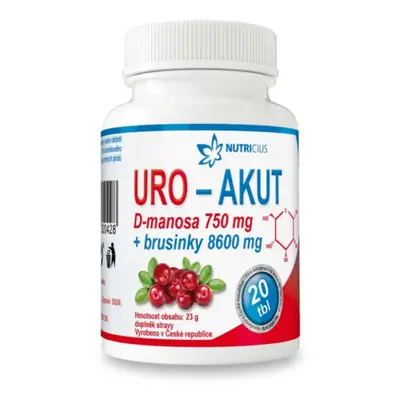 URO-AKUT Manosa 750mg+brusinky 8600mg tbl.20