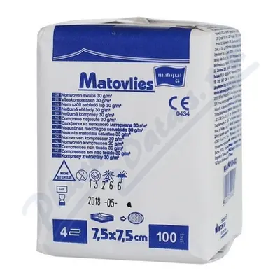 MATOPAT MATOVLIES KOMPRESY Z NETKANÉ TEXTILIE NESTERILNÍ 7,5CMX7,5CM