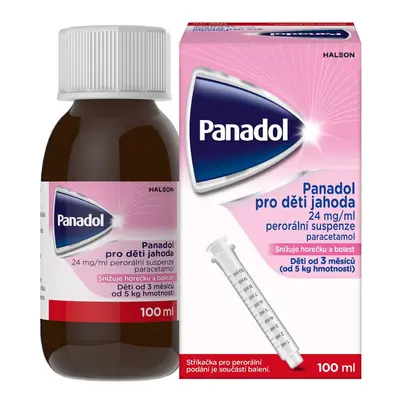 Panadol pro děti Jahoda 24mg/ml sirup ke snížení horečky u dětí 100 ml