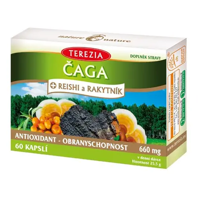 TEREZIA Čaga + Reishi a Rakytník 60 kapslí