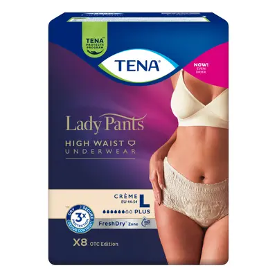 TENA LADY PANTS PLUS CREME LARGE KALHOTKY ABSORPČNÍ NATAHOVACÍ,BOKY 95-130CM,1010ML