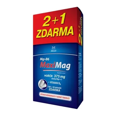 MaxiMag Hořčík 375mg+B6 tob.100+50