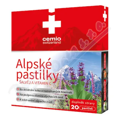 Cemio Alpské pastilky Šalvěj a vitamin C 20pastilek