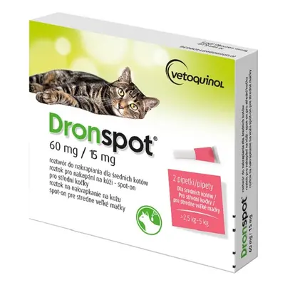 Dronspot 60mg/15mg střední kočky spot-on 2x0.7ml