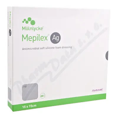 MEPILEX AG 15X15 CM, 5 KS ANTIMIKROBIÁLNÍ PĚNOVÉ KRYTÍ