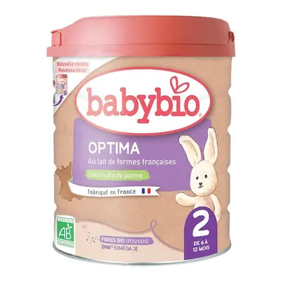 BABYBIO Optima 2 pokračovací kojenecké bio mléko s probiotiky a prebiotiky 800 g