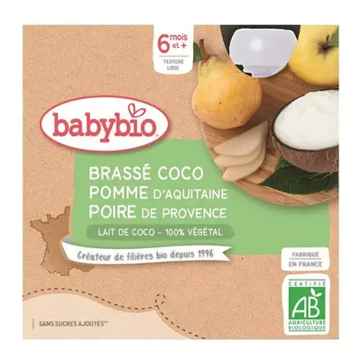 BABYBIO Svačinka s kokosovým mlékem - jablko a hruška 4x85g